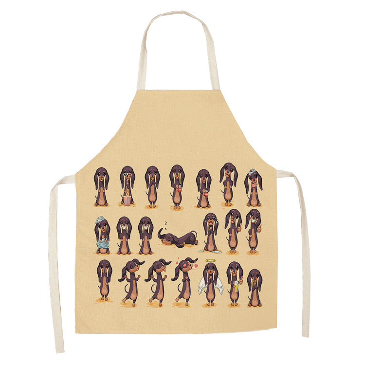 Cotton linen cartoon dog apron