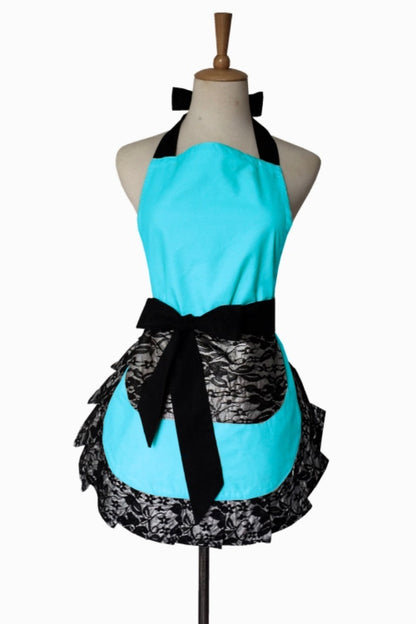 Black lace simple strap apron