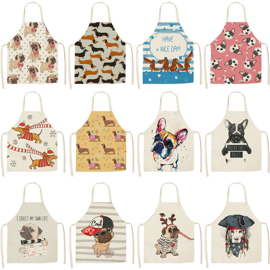 Cotton linen cartoon dog apron