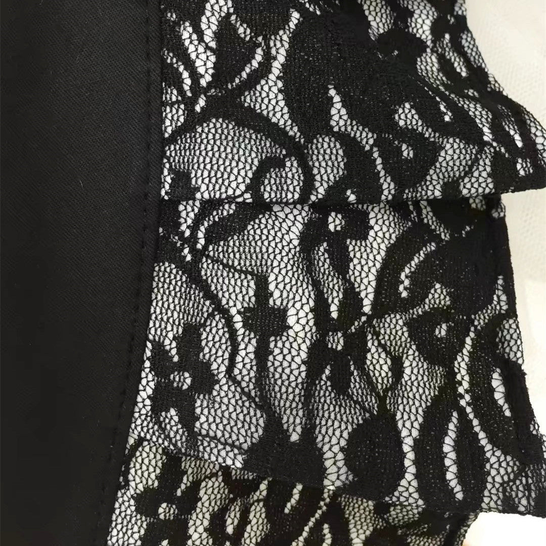 Black lace simple strap apron