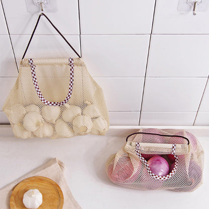 Polyester Mesh Kitchen Storage Bag Portable Net Bag Shopping Bag Home Storage Wall Shelves Kitchen Accessories