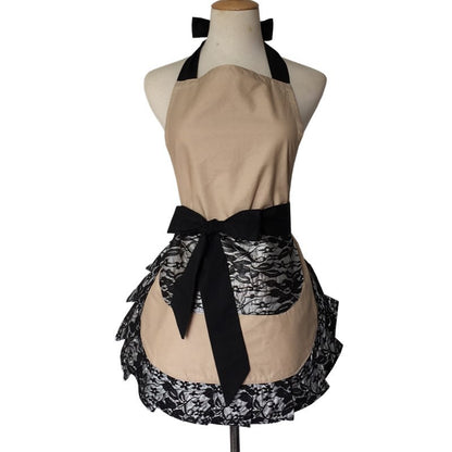 Black lace simple strap apron