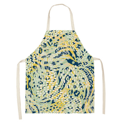 Leopard Print Digital Printing Sleeveless Apron Kitchen Daily Antifouling Parent-child Linen Sleeveless Coverall