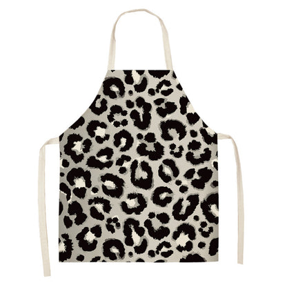 Leopard Print Digital Printing Sleeveless Apron Kitchen Daily Antifouling Parent-child Linen Sleeveless Coverall
