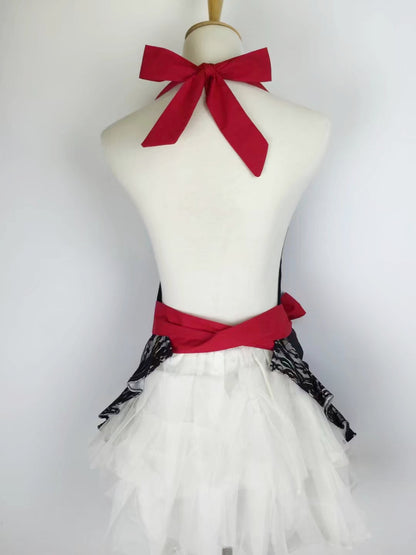 Black lace simple strap apron