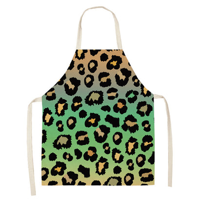 Leopard Print Digital Printing Sleeveless Apron Kitchen Daily Antifouling Parent-child Linen Sleeveless Coverall