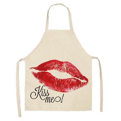 Red Lip Letters Apron Used In Kitchen Home Cleaning Cooking Oil-proof Stain-proof Apron