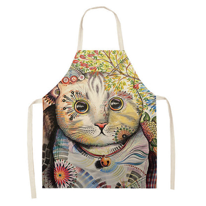 Artistic Cat Color Apron Oil-proof Coverall Children Printed Parent-child Apron