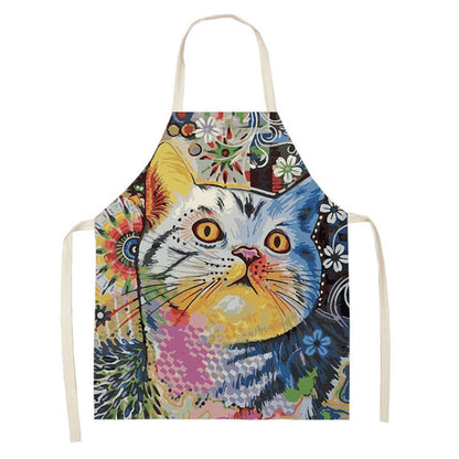 Artistic Cat Color Apron Oil-proof Coverall Children Printed Parent-child Apron