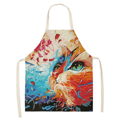 Artistic Cat Color Apron Oil-proof Coverall Children Printed Parent-child Apron
