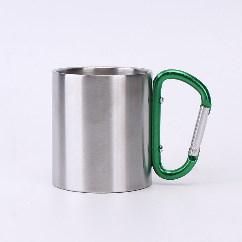 Portable Stainless Steel Cup For Camping Traveling Outdoor Cup With Handle Carabiner Climbing Backpacking Hiking Cups 200ml
