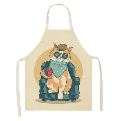 Explosive Animal Animation Multifunctional Kitchen Apron Cotton And Linen Apron