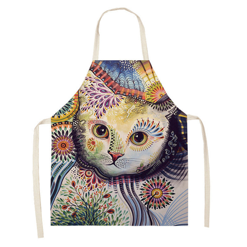 Artistic Cat Color Apron Oil-proof Coverall Children Printed Parent-child Apron