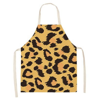 Leopard Print Digital Printing Sleeveless Apron Kitchen Daily Antifouling Parent-child Linen Sleeveless Coverall