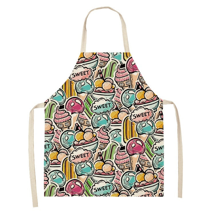 Kitchen Oil Proof Creative Ice Cream Printed Apron
