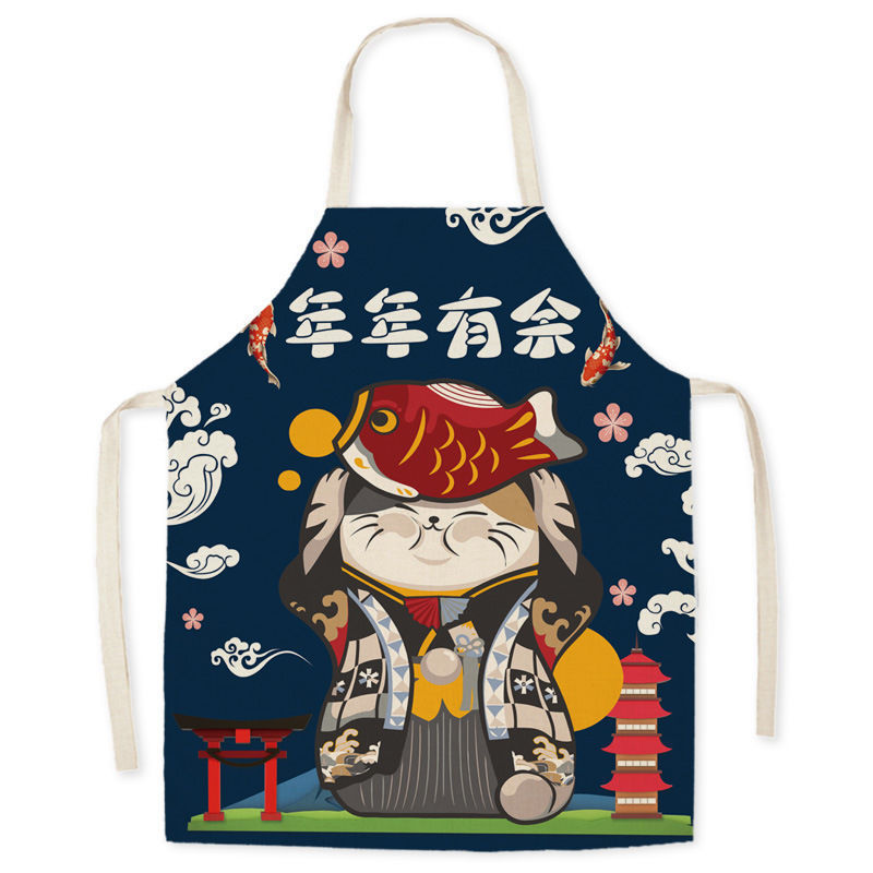 Waterproof Apron Beckoning Cat Adult Gown For Cooking