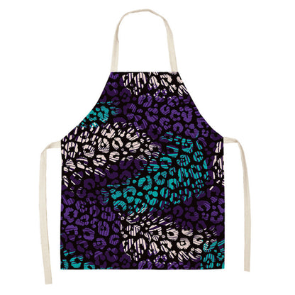 Leopard Print Digital Printing Sleeveless Apron Kitchen Daily Antifouling Parent-child Linen Sleeveless Coverall