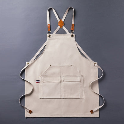 Thickened Canvas Apron Barbecue Kitchen Woodworking Work Apron
