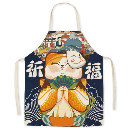 Waterproof Apron Beckoning Cat Adult Gown For Cooking