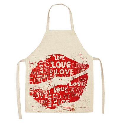 Red Lip Letters Apron Used In Kitchen Home Cleaning Cooking Oil-proof Stain-proof Apron