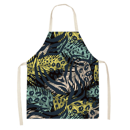 Leopard Print Digital Printing Sleeveless Apron Kitchen Daily Antifouling Parent-child Linen Sleeveless Coverall