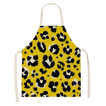 Leopard Print Digital Printing Sleeveless Apron Kitchen Daily Antifouling Parent-child Linen Sleeveless Coverall