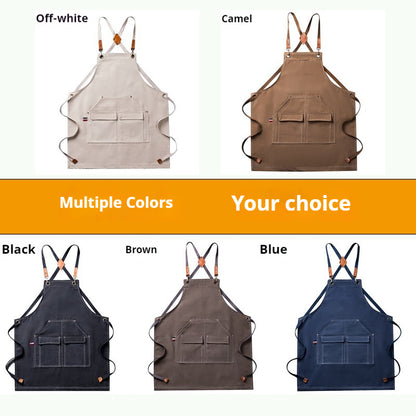 Thickened Canvas Apron Barbecue Kitchen Woodworking Work Apron