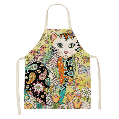 Artistic Cat Color Apron Oil-proof Coverall Children Printed Parent-child Apron