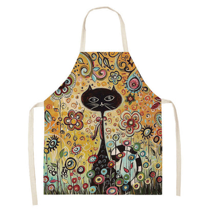 Artistic Cat Color Apron Oil-proof Coverall Children Printed Parent-child Apron