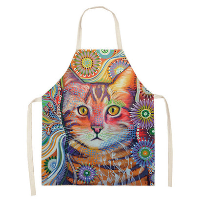 Artistic Cat Color Apron Oil-proof Coverall Children Printed Parent-child Apron