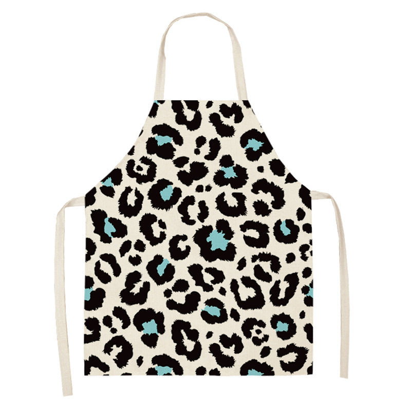 Leopard Print Digital Printing Sleeveless Apron Kitchen Daily Antifouling Parent-child Linen Sleeveless Coverall